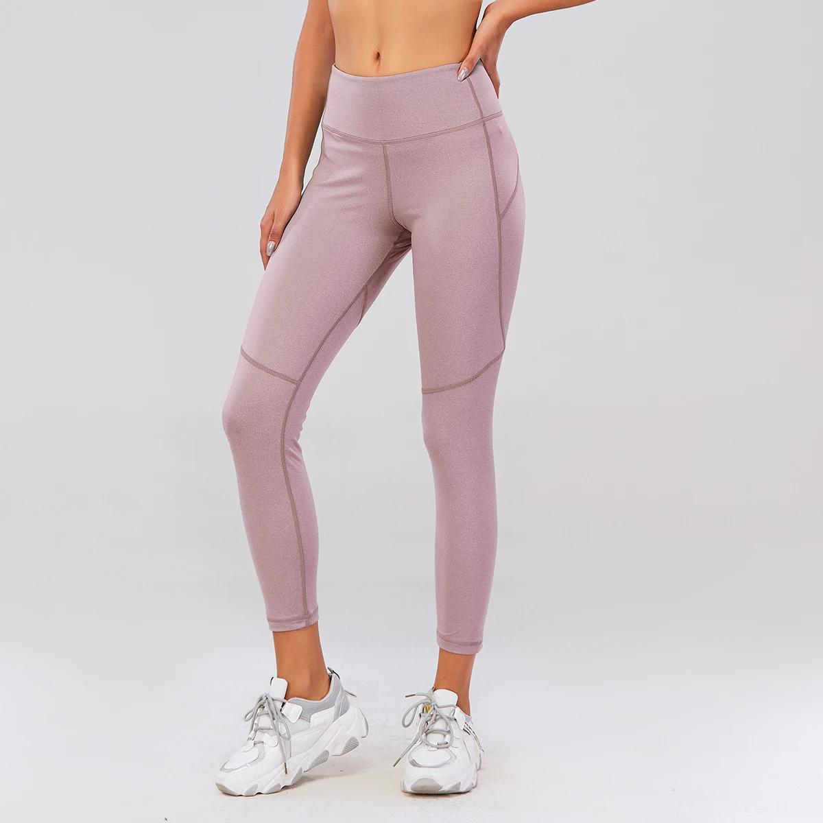 Wholesale custom logo nylon spandex workout leggings womens heather color contour line butt lifting yoga pants custom tights