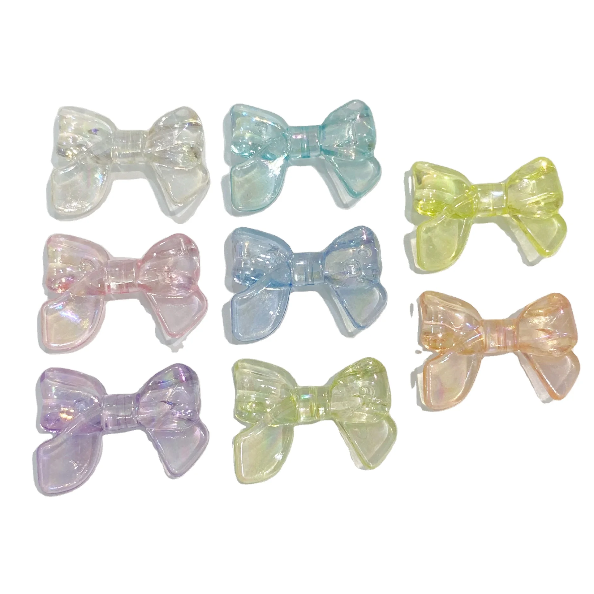 Wholesale Bowknot Acrylic Bead 24*32mm transparent AB color Beads for DIY phone shell necklaces Jewelry Making Accessories