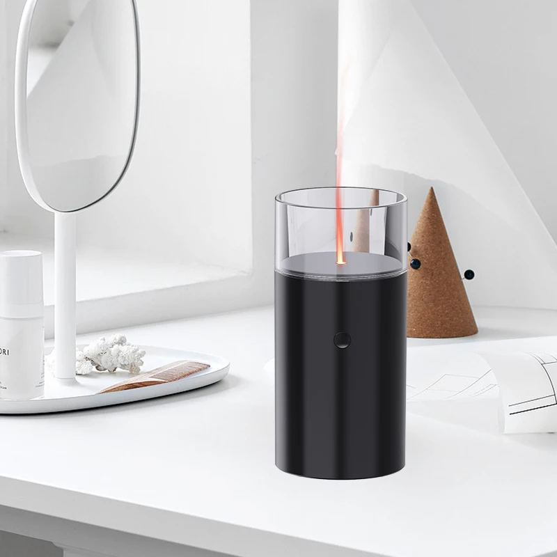 Candlelight Essential Oil Diffuser Portable 60ml Air Humidifier Cool Mist Maker Fogger 8-12 Hours With Led Night Light