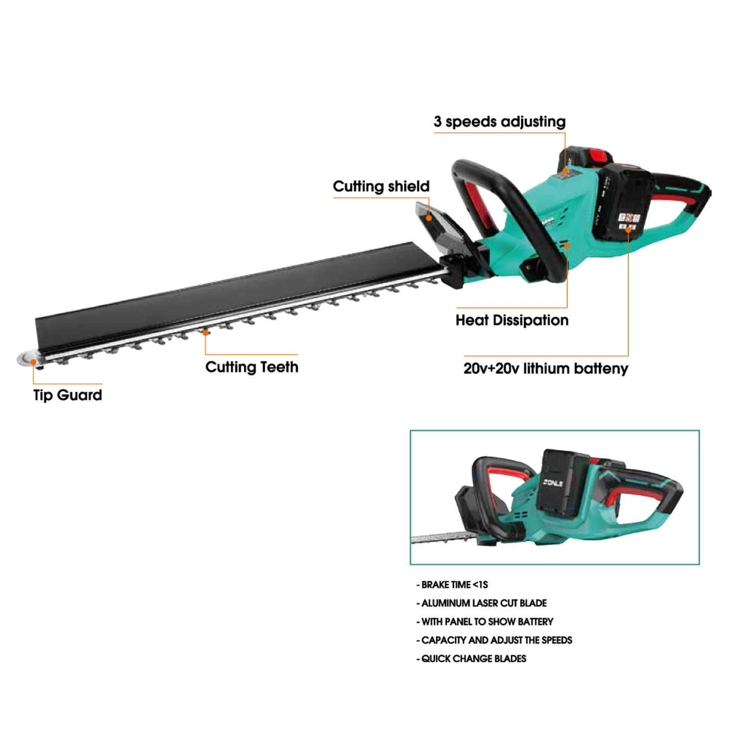 ZL3HT102 40 В бесщеточный беспроводной триммер для живой изгороди травы электрический садовый инструмент резки веток чайного дерева