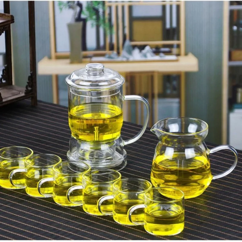 14 oz 430ml Eco-Friendly Glass Automatic Filter Teapot Handmade with Infuser Bottom Stocked Dispensing Tea Steeper for Drinkware
