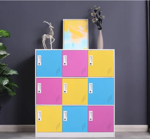 6 Door Knock Down Lockable Locker Steel Clothes Compartment Wardrobes