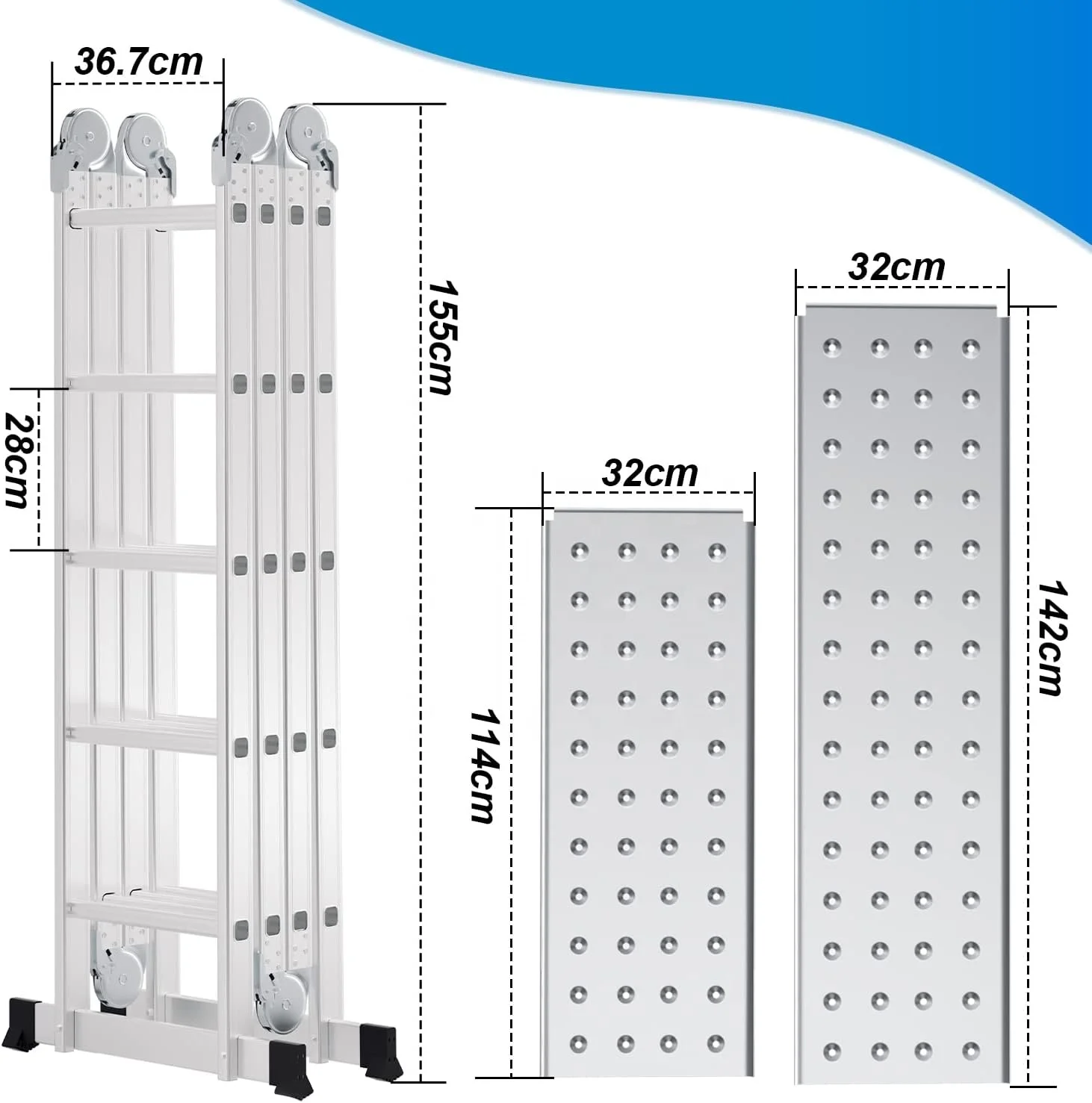 escaleras de aluminio plegables Aluminum Multi functional Fold-able Step Ladder