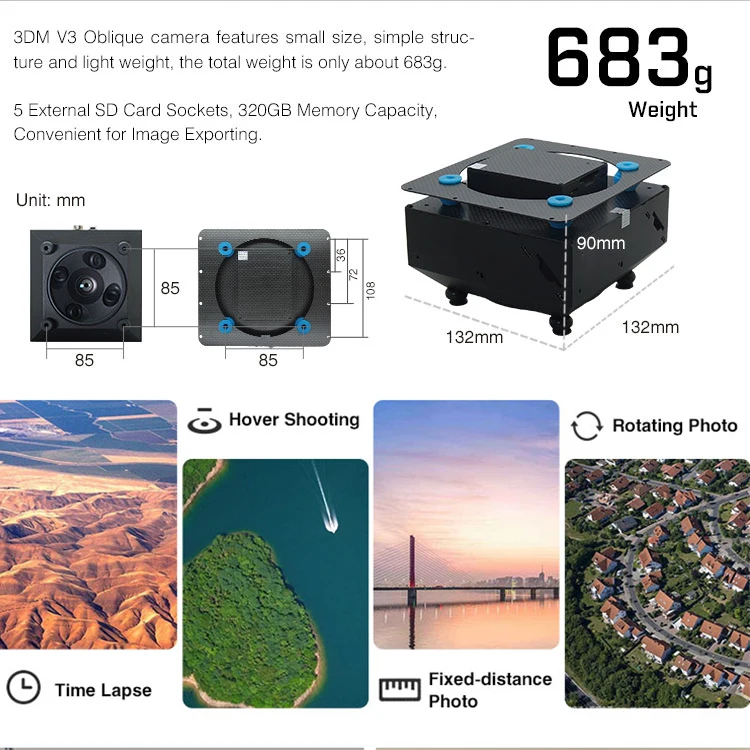 Наклонная камера 3DM V3 для построения карты и наблюдения