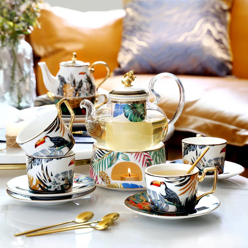 Creative Household Instagram European Style Flower Tea Afternoon Tea Ceramic Tea Set