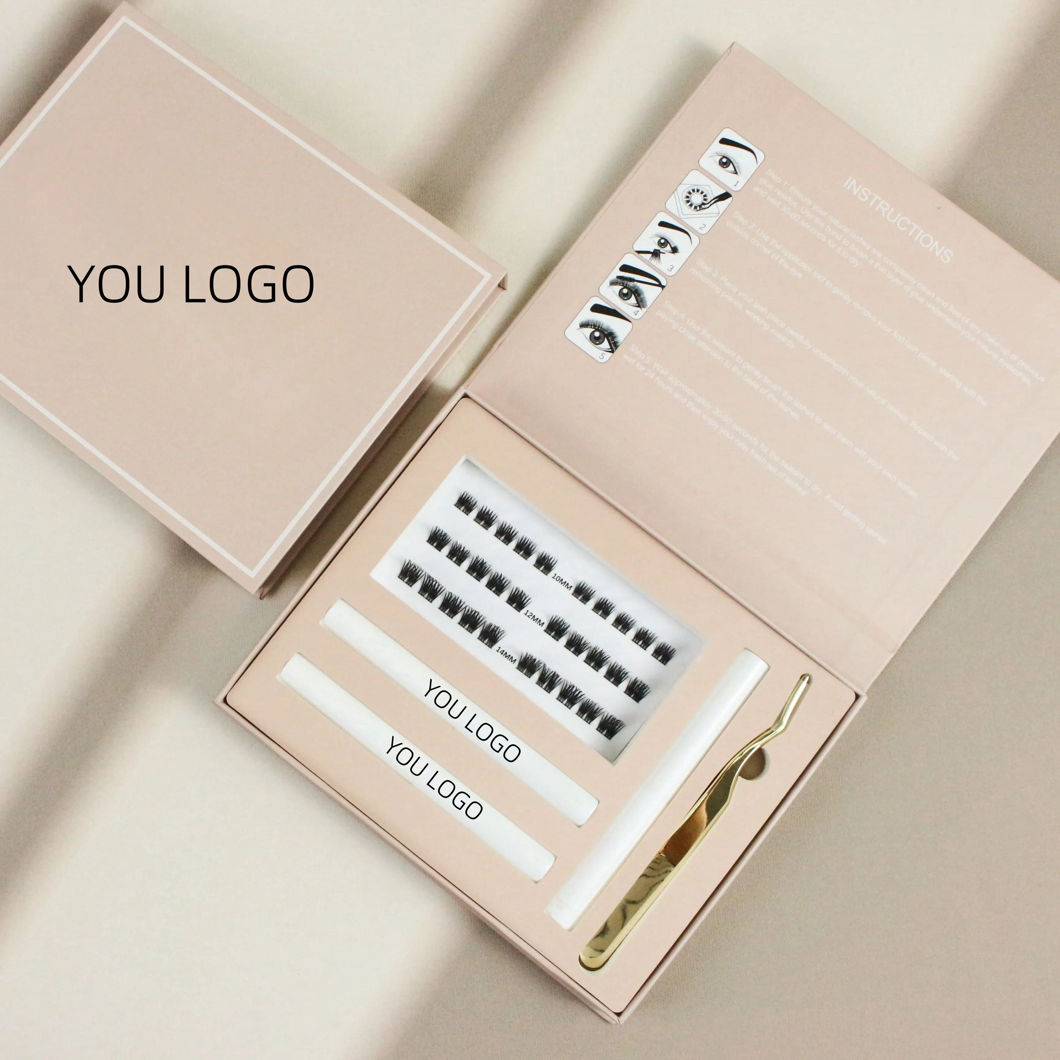 Wholesale pre glue lash cluster Private Label Individual Eyelash Cluster Extensions Pre Cut Segment DIY Lash Extension Kit