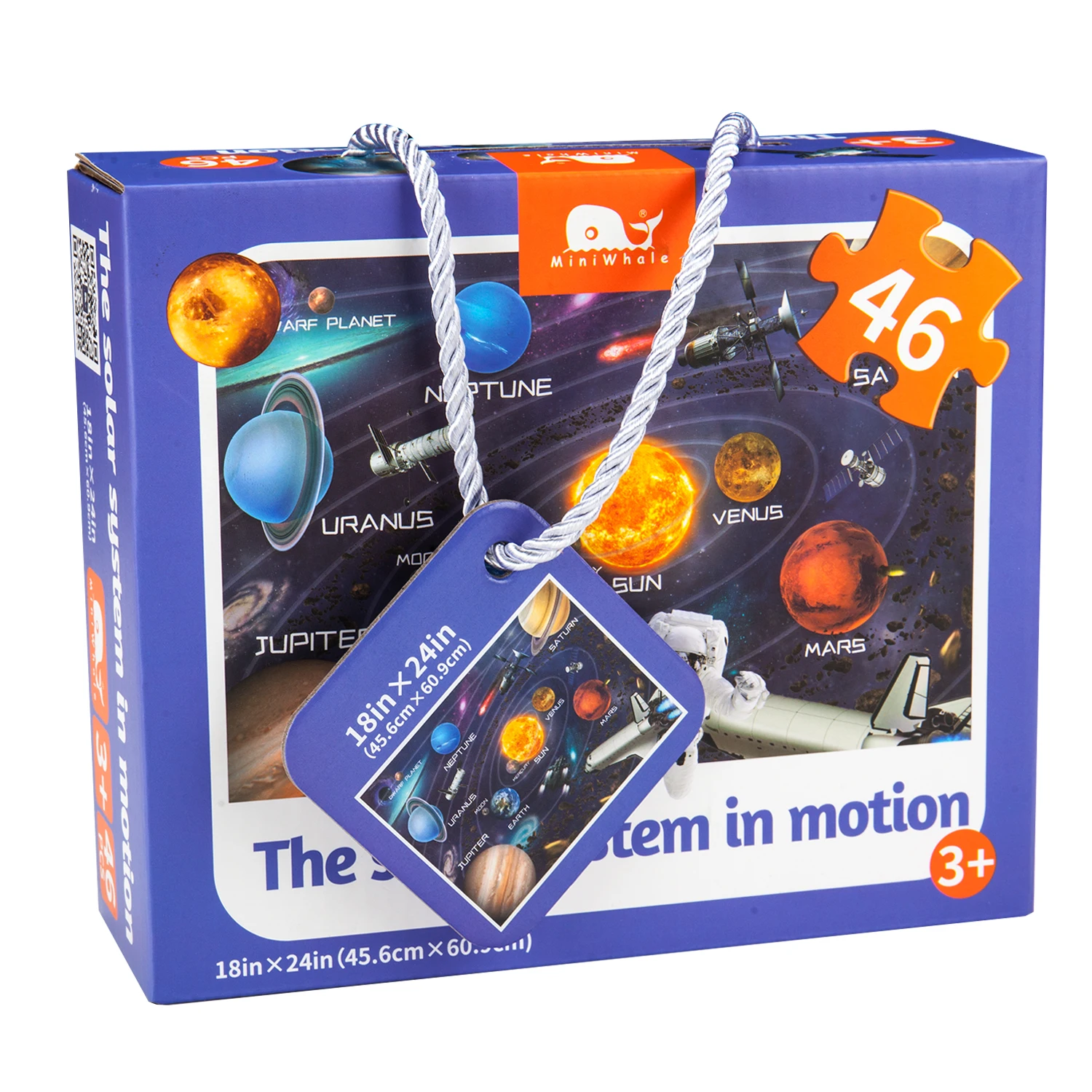 Miniwhale 46pcs solar system custom photo maker puzzles easy to see and handle private label  with jigsaw puzzle gift box