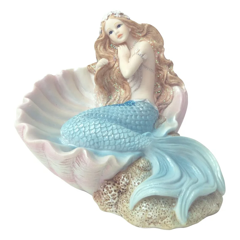 ODM kawaii Mermaid Crafts resin statue polyresin mermaid decoration in home office table  folk craft