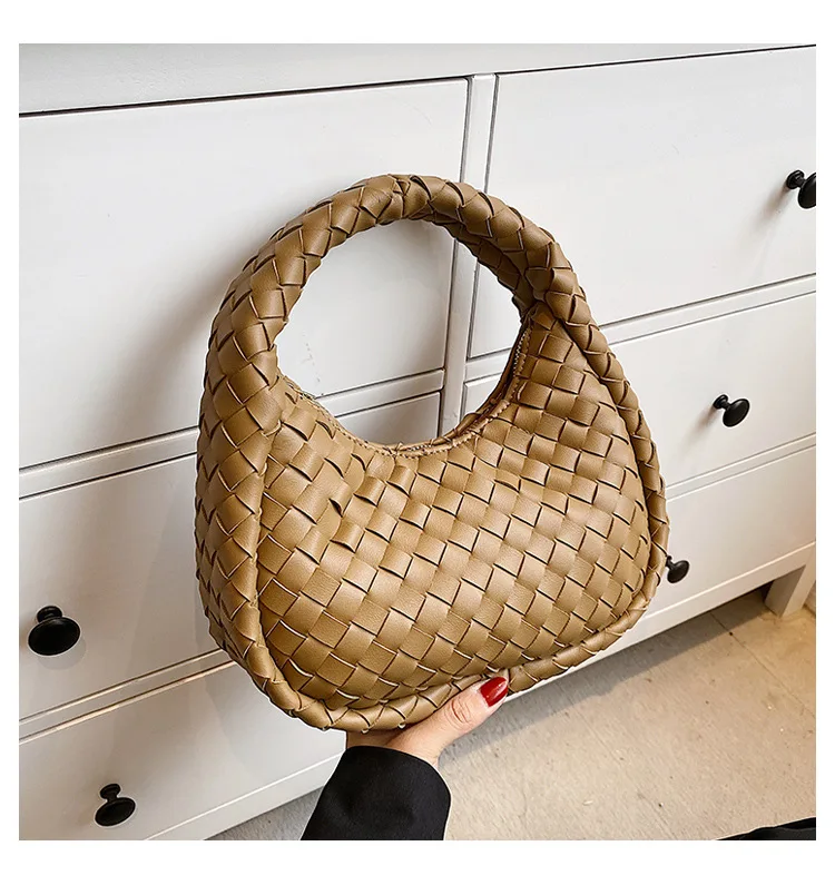 Dumpling Type Pu Leather Handbags Fashion Woven Women Bags Shoulder Bag Casual Womens Tote Bags RY74190