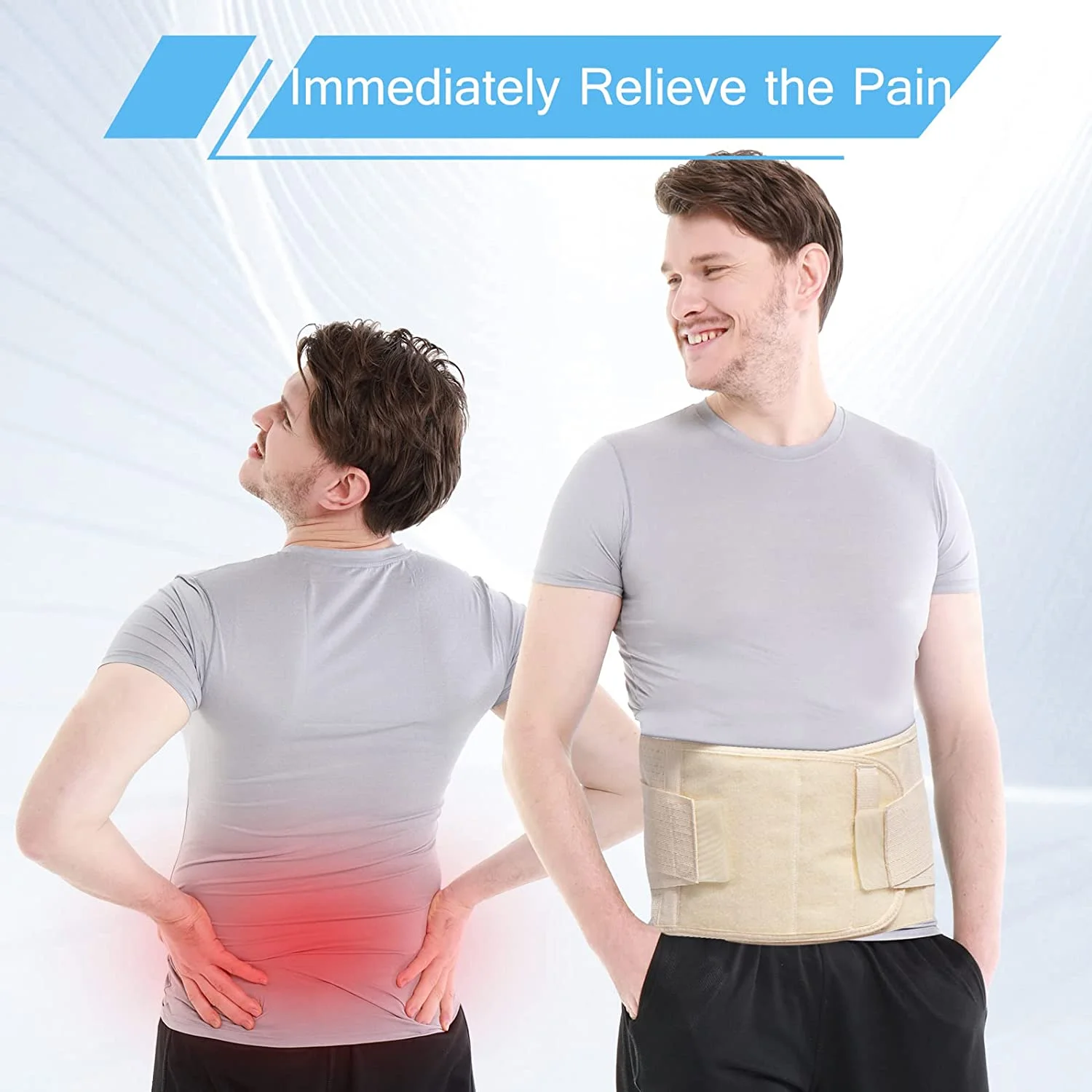 HKJD Anti-Skid Lumbar Support Belt Breathable Waist Lumbar Lower Back Brace For Sciatica, Herniated Disc, Relief Back Pain