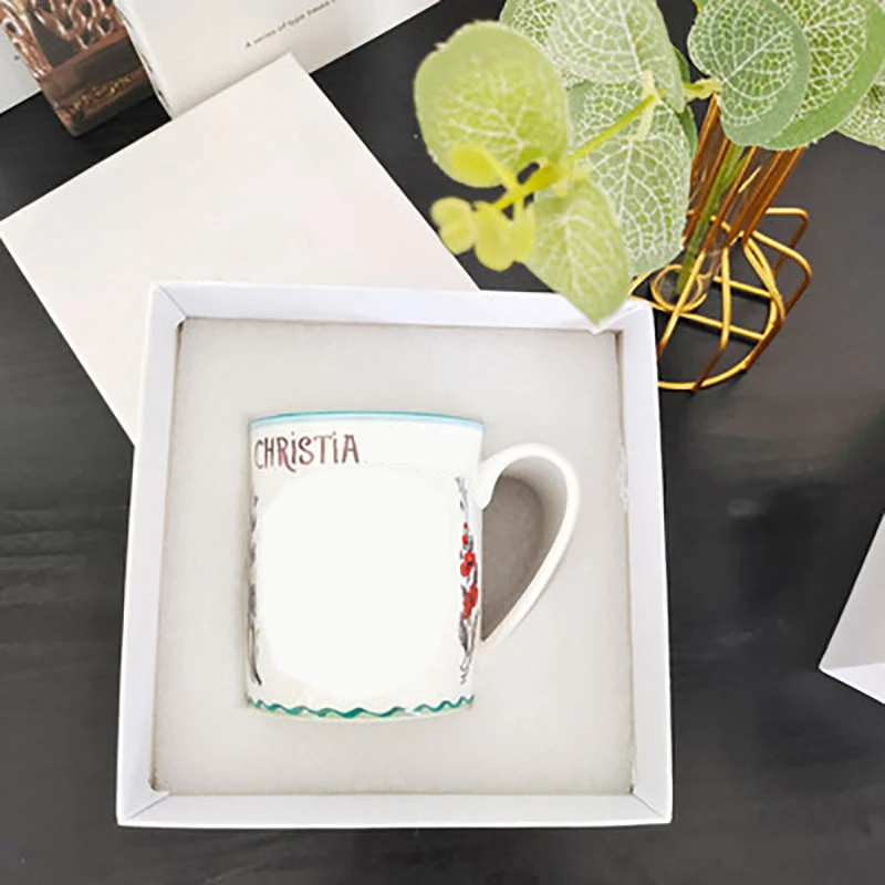 Ceramic Mug  Sets Flower Pattern Handle Cup Drinking Gift Box Round Coffee  Tea And Milk Tumbler Household Party Available