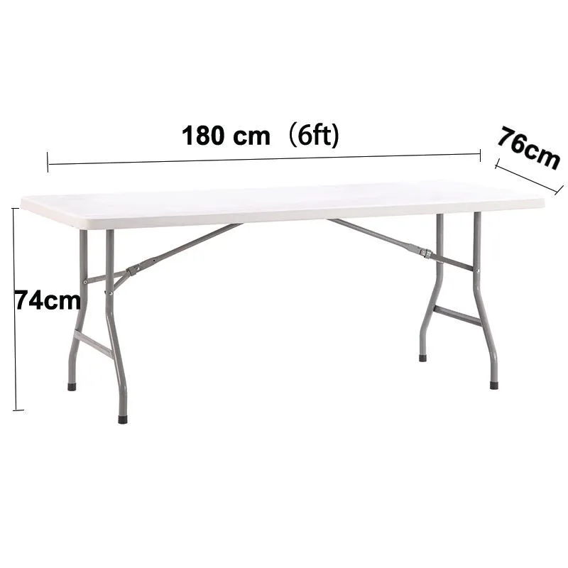 HONGQIAO  6FT Outdoor Rectangular HDPE Plastic Panel Folding Table for 6 Seats Event