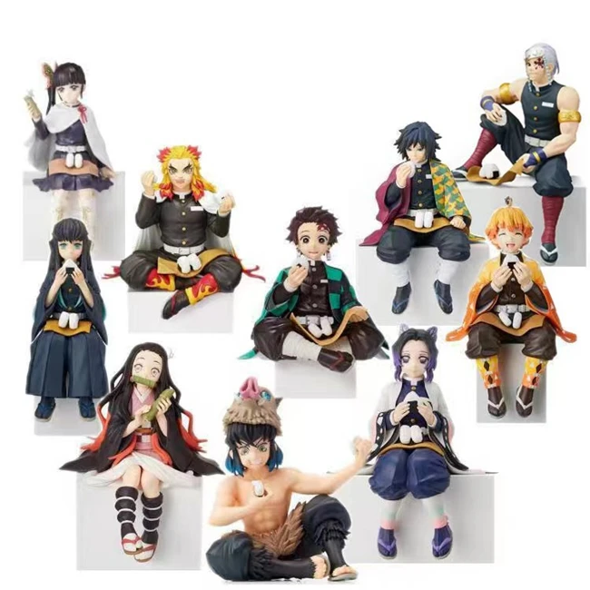 Wholesales Japanese Anime Demon Slayer Kimets No Yaiba Pvc Sitting Action Figure Toy