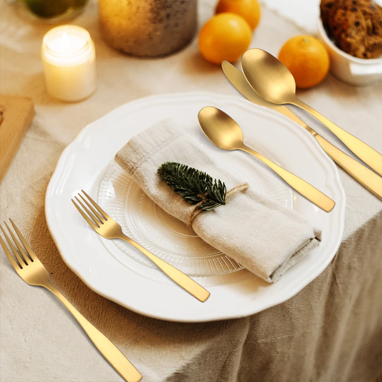 Airline Flatware Matte Knife Fork Spoon Stainless Steel Black Cutlery Set For Canteen