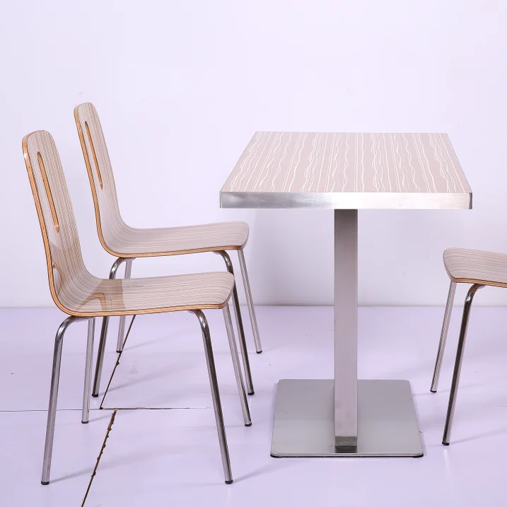 Restaurant Furniture Chair and Table Set Commercial Furniture for Fast Food Canteen Cafe Wood Material Carved Design Aluminum