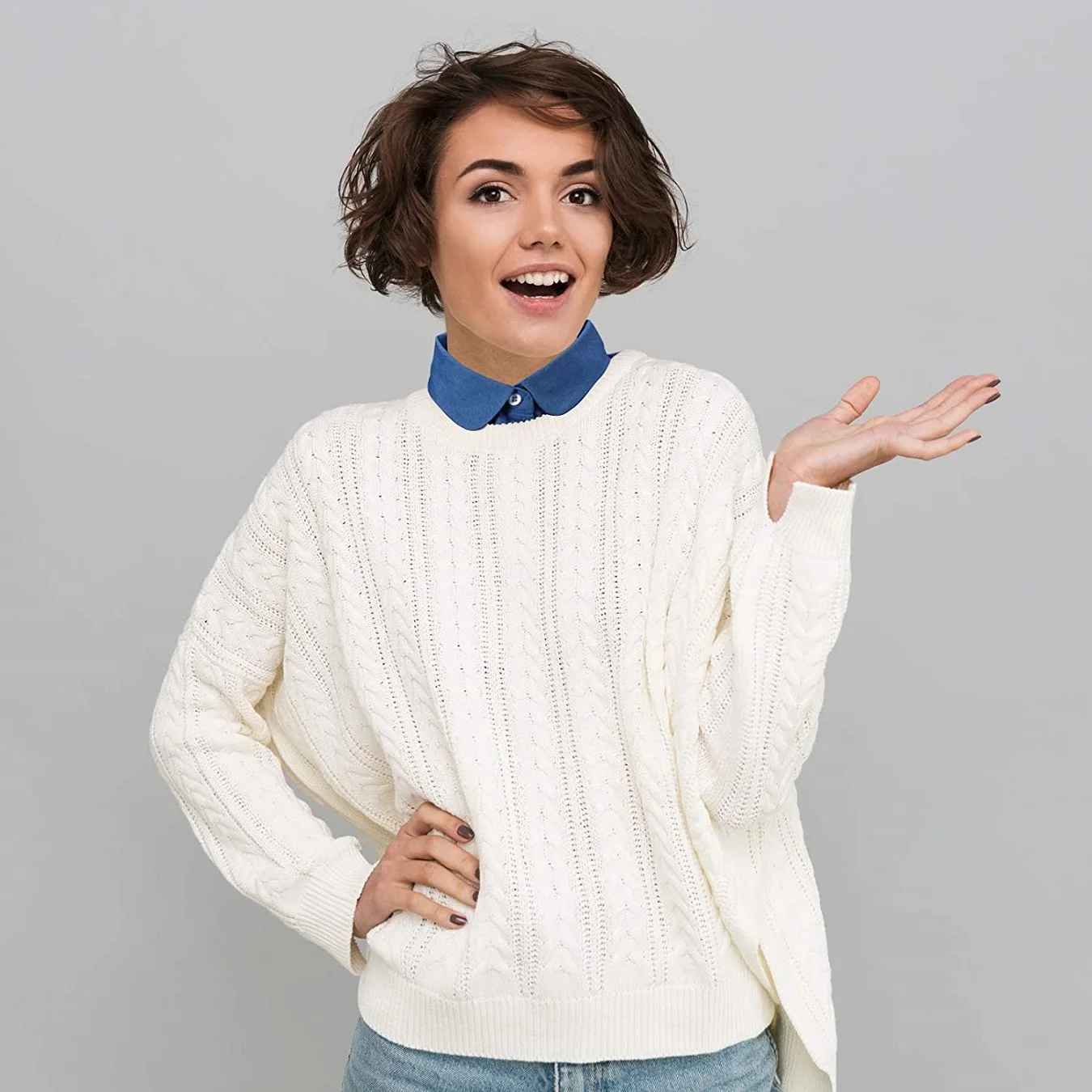 Detachable Collars Women Bow Tie Shirt  With Sequin Motifs At Collar Corners Shirt