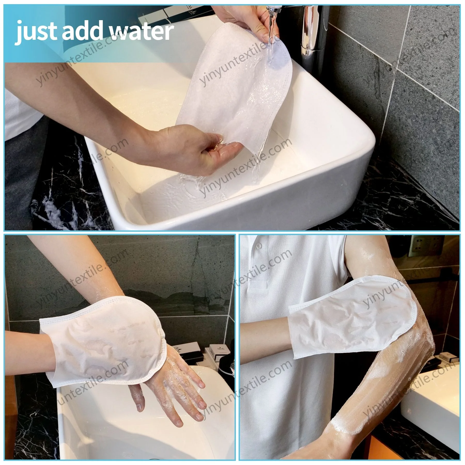Hot-sale Skin Care Clean Wipes Hypoallergenic And Wash-Free Disposable Mitten-Shaped Pre-soaped Glove Bath Wipes Or Washcloth