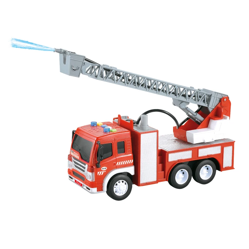 2024 Popular Frictional Car Toy Fireman Series 1:16 Friction Fire Truck with Light Music and Spray Water for Kids