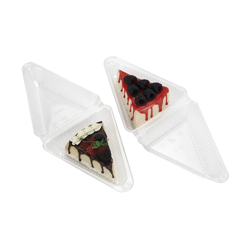 Biodegradable 6 Inch Triangles Transparent PLA Plastic Cake Boxes Chiffon Mousse Cake Container Baking Packaging Box for Bakery