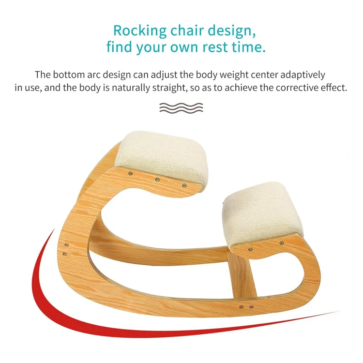 Ergonomic Office Kneeling Chair Rocking Chair Bamboo Wood Folding Stool For Home Desk Posture Corrective Seat for Back support
