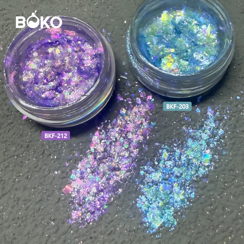 BOKO  Hot Selling Magic Color Shifting Chunky Flakes Nail Art Aurora Chameleon Pigment Flakes