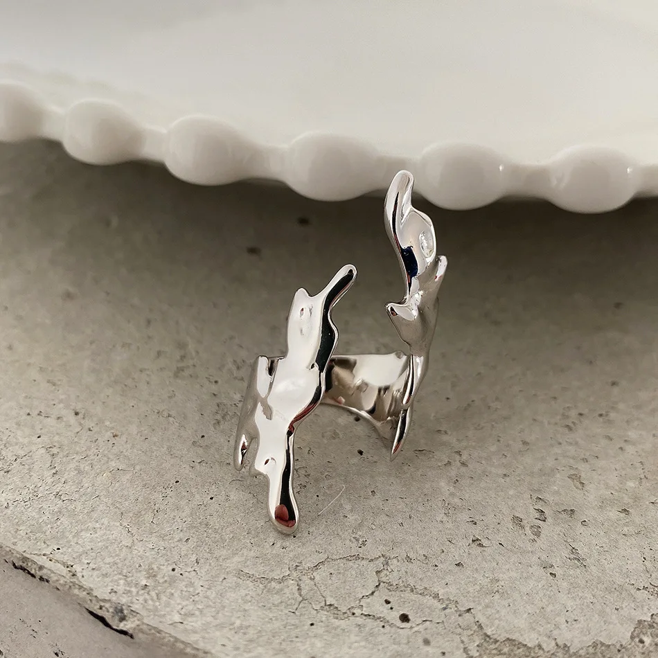 VIANRLA 925 sterling silver statement open adjustable women rhodium plated rings