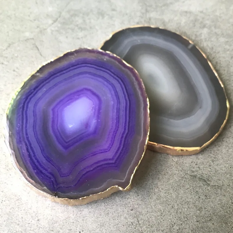 Healing Crystals Collection Agate Slices Geode Stones Coasters Irregular Home Decoration Natural Europe for Display BR Original