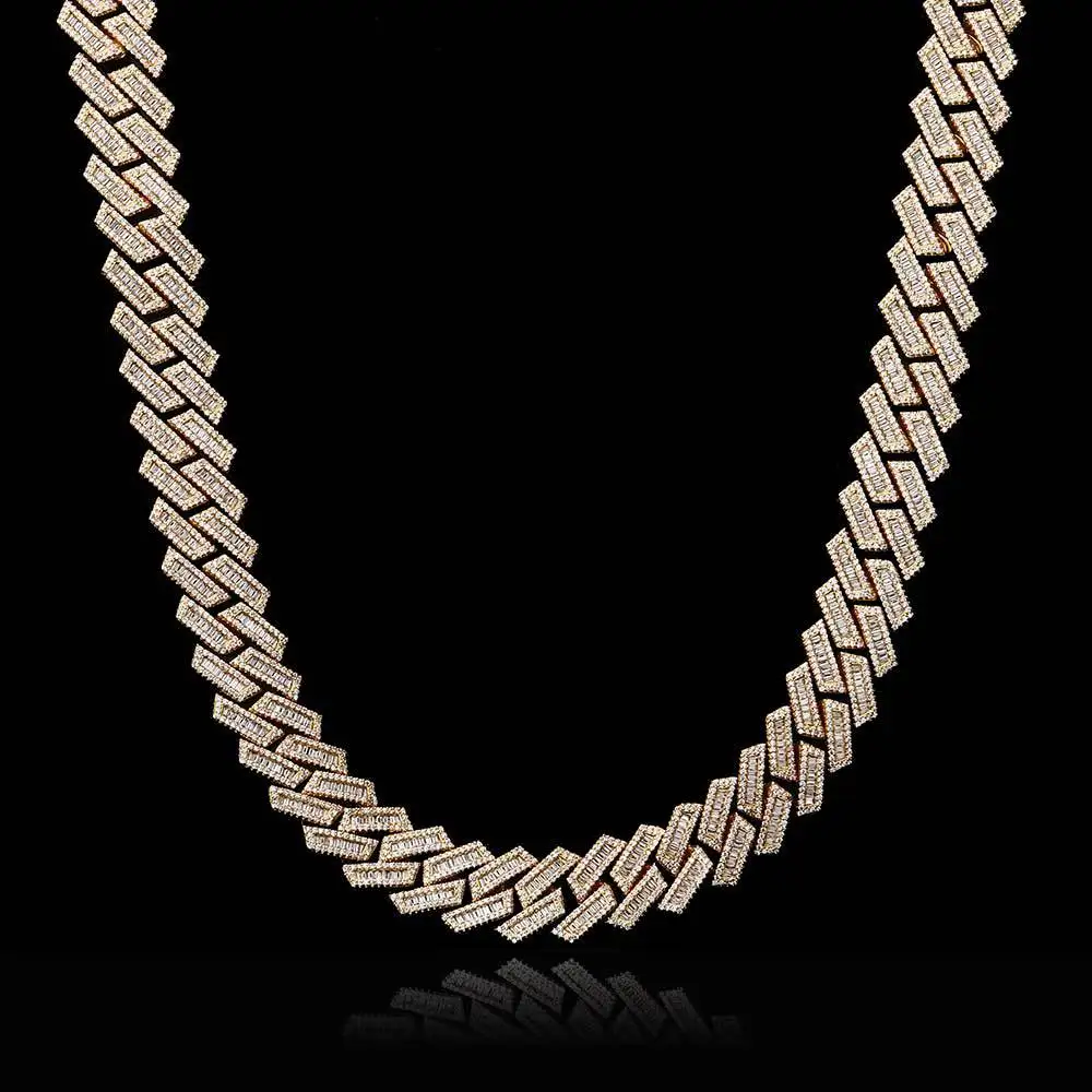 10- 16mm 2 Rows Custom Gold Plated Cuban Chain Necklace Iced Out Chain Cuban Moissanite Diamonds Hip Hop Jewelry For Men Gift