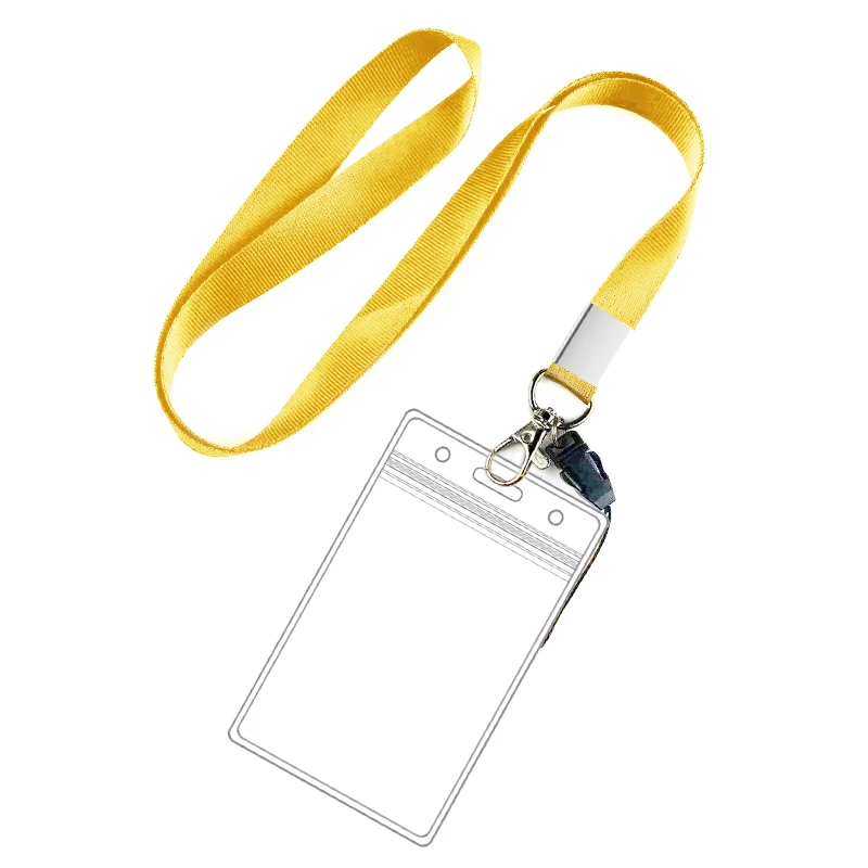 Custom Soft And Waterproof Plastic Id  Universal  Pvc Card Protector  Holder Badge With Neck Strap Polyester Lanyard