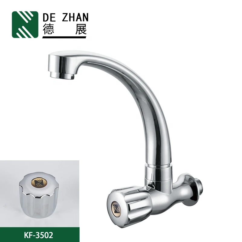 Plastic Single Handle Cold Water Wall Mounted Faucet for Bathroom Kitchen Washbasin Sink