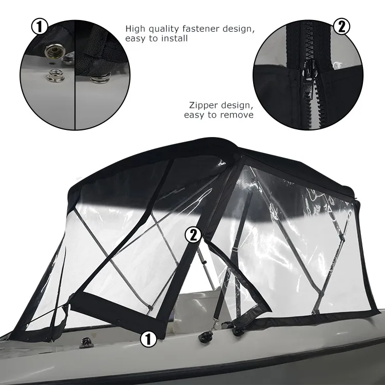 HOMFUL Aluminum Tube Boat Bimini Top Boat Canopy Bimini Top With PVC Windshield