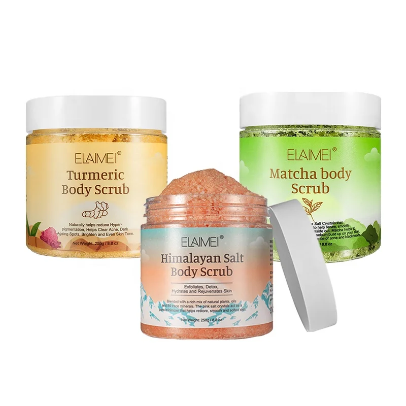 Elaimei Matcha Body Scrub Turmeric Sea Salt Deep Cleansing Exfoliating hydrating body scrub