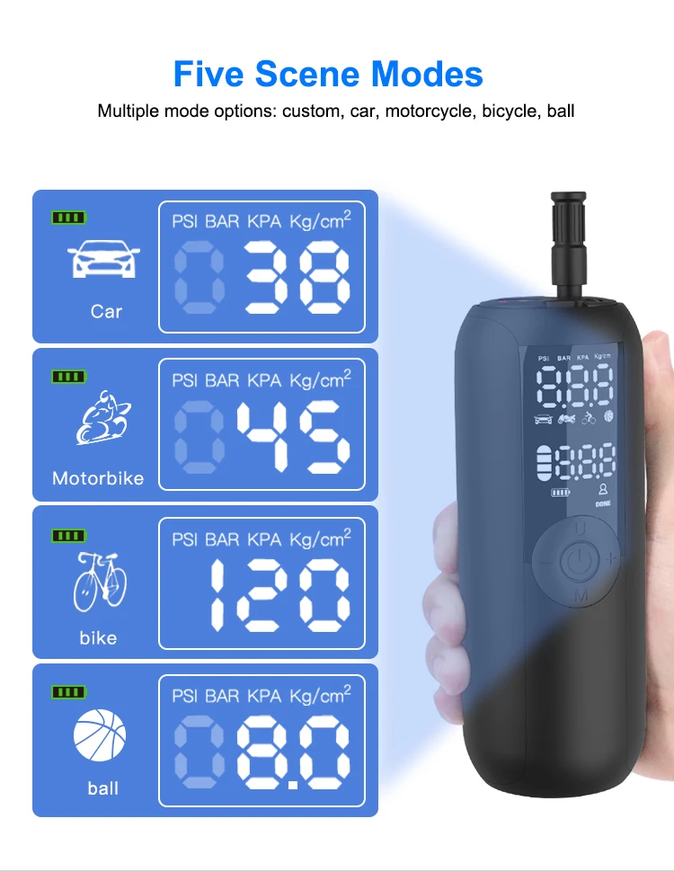 Electric Wireless Portable Car Air Compressor Tire Inflator Pump Tyre Pressure Monitor Automatic Tire Inflation