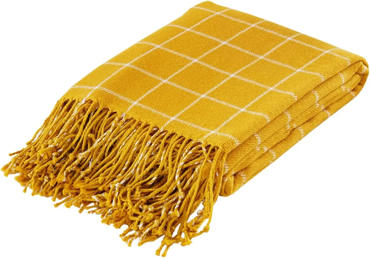 manufacturer directly supply hot warm soft popular plaid winter acrylic knit blanket