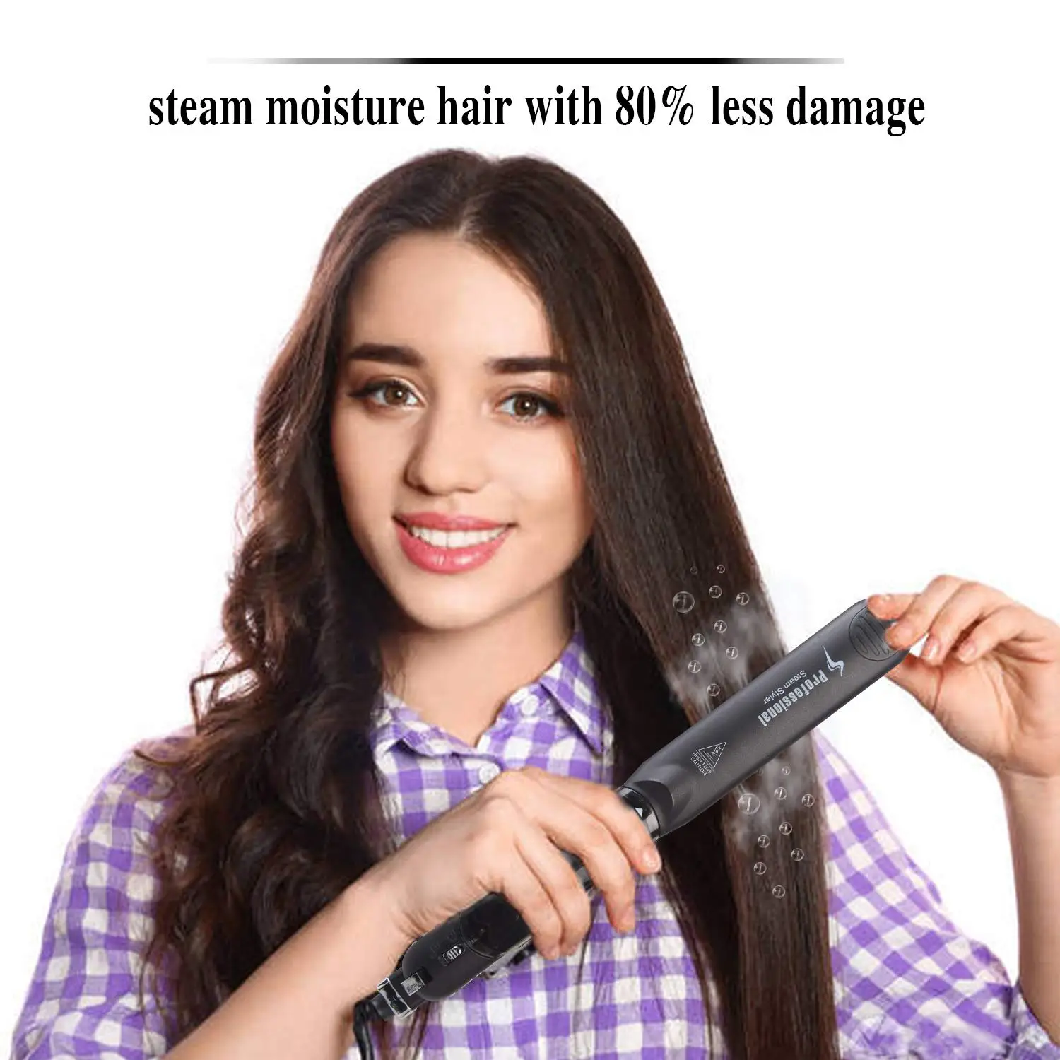 2 IN 1 Professional Steam Flat Iron Salon Ceramic Tourmaline Vapor Steam Ionic Straightening Iron Steam Hair Straightener