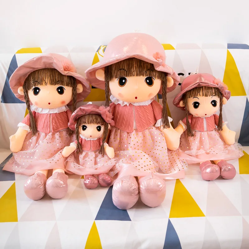 Factory Sale 45cm Cozy Cuddle Soft Baby Fairy Rag Doll Plush Stuffed Toy with Hat Skirt Baby Girls Sleeping Pillow