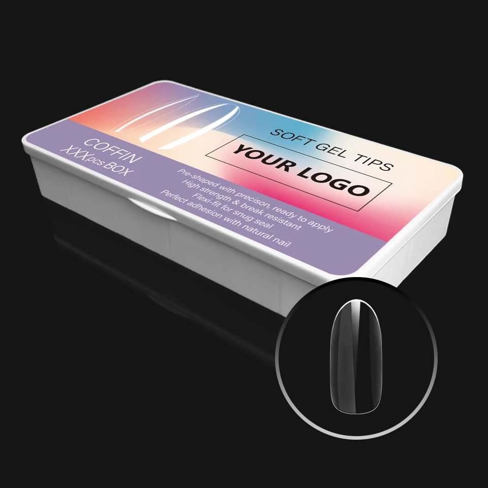 OEM Custom Square Non C Curve XXL etched Aquarium Matte Half Cover Extension Gel Nail Tips Private Label