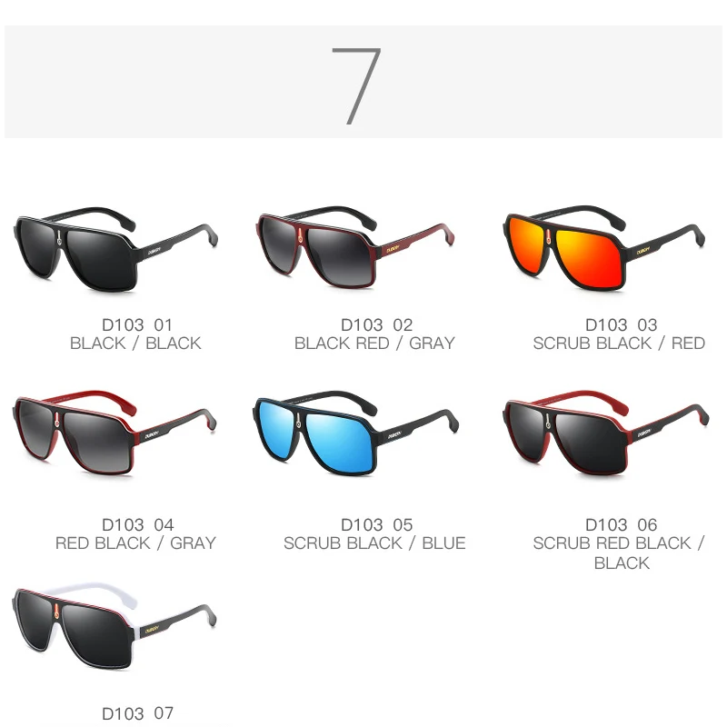 DUBERY Sunglasses Men Polarized UV400 High-Quality Fashion TAC Mirror PC Frame Ultralight Men Sun Glasses Outdoor D103
