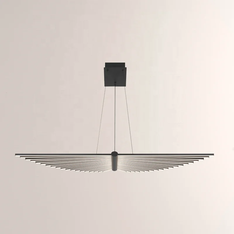 aircraft Modern Office Fish Bone Linear Pendant Light dining living room Creative Swirl Piano Suspension LED Black Chandelier