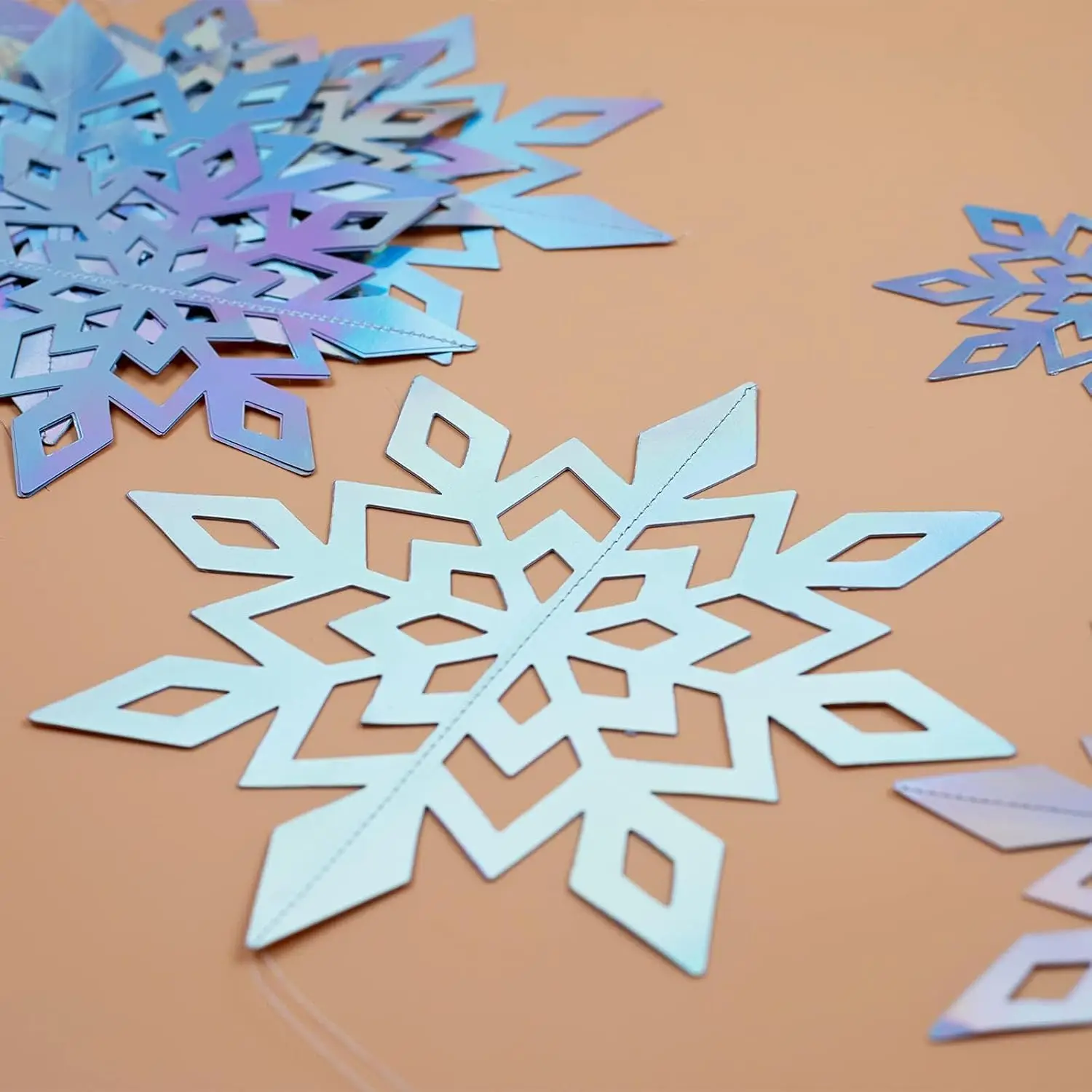 3D Iridescent Snowflakes 3D Laser Paper Snow Flakes for Christmas Winter Wonderland Snow White Holiday Birthday Home Party Decor