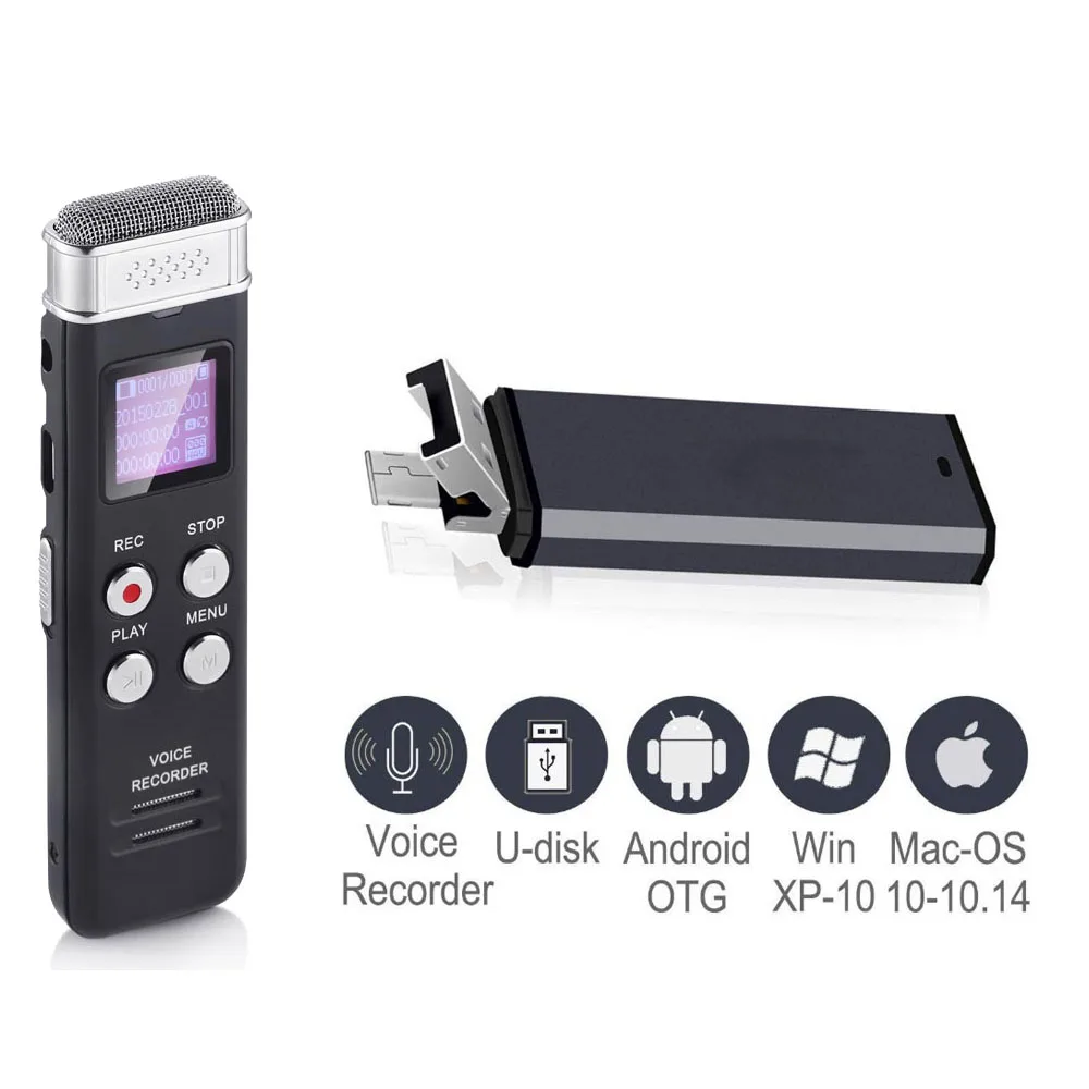 Пользовательский USB и Micro USB 2 в 1 цифровой аудио рекордер 8 Гб совместимый с Mac OTG металлический корпус маленький USB диктофон для записи
