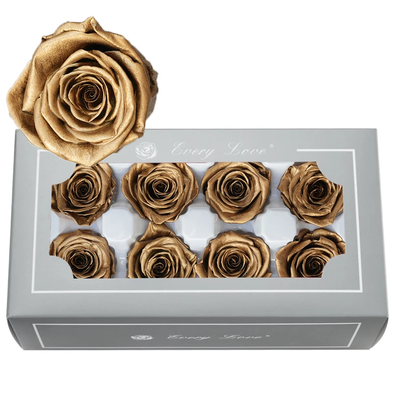 Fresh Real 4-5cm Gold silver Grade A Eternal Life preserve roses Heads Preserved Flowers for party thanksgiving christmas