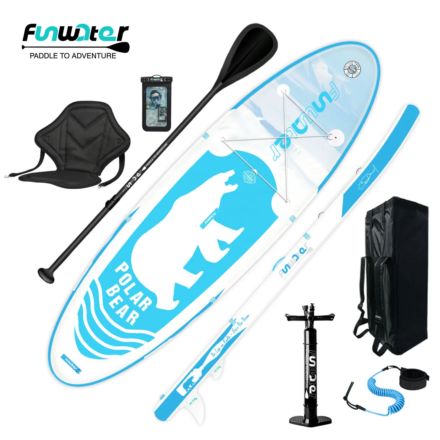 FUNWATER Drop shipping inflatable water surf stand paddle board standup sup