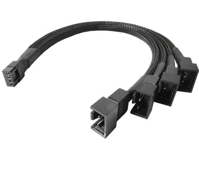 27cm PWM 4pin Fan Sleeved Extension Splitter Hub Cables Motherboard CPU 4 Pin To 3 Way 4Pin /3pin Cooler Case Fan Power Spliter