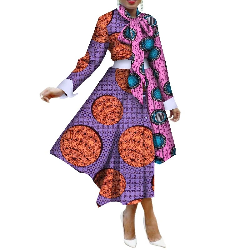 WY5803, новый стиль, африканская одежда, повседневные платья, женское платье с длинным рукавом и принтом, Дашики, официальное Африканское платье для женщин