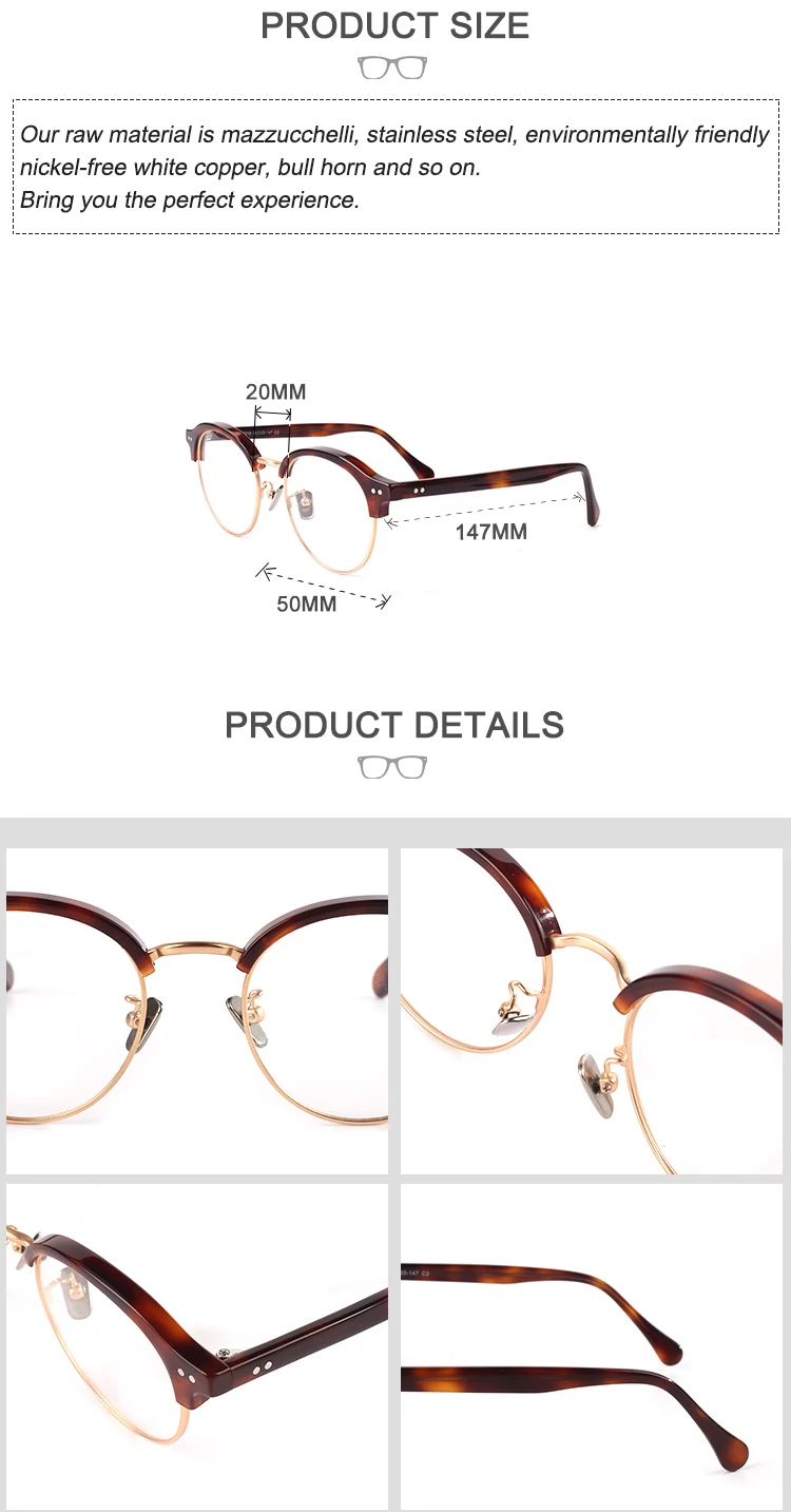 
High Quality Transparent Eyeglasses Frame Acetate Optical Glasses Frame 