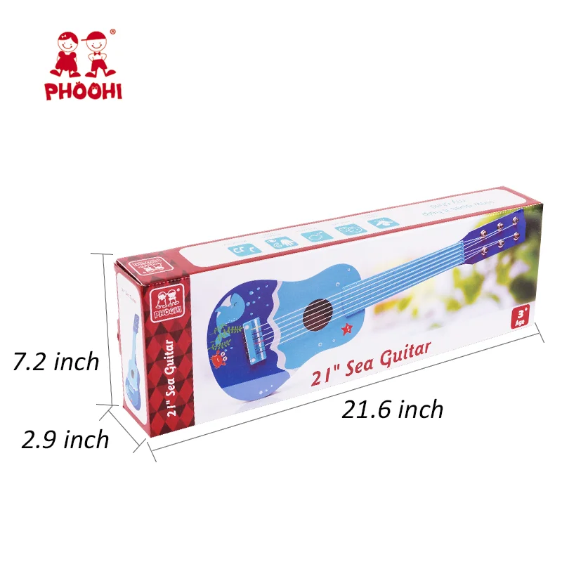 Wholesale Children Musical Instrument Play Blue 21 Inch Wooden Guitar Toy For Kids