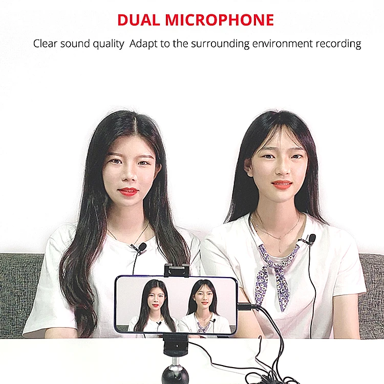 LT-Cam LM-20 Dual Lavalier Microphone cardioid polar Digital Clip-on Lapel Mic for smartphones DSLR cameras camcorders