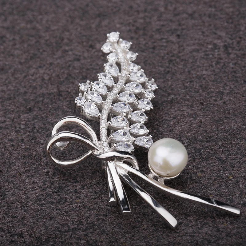Fashion rhinestone pearl brooch pins silver jewelry brooches