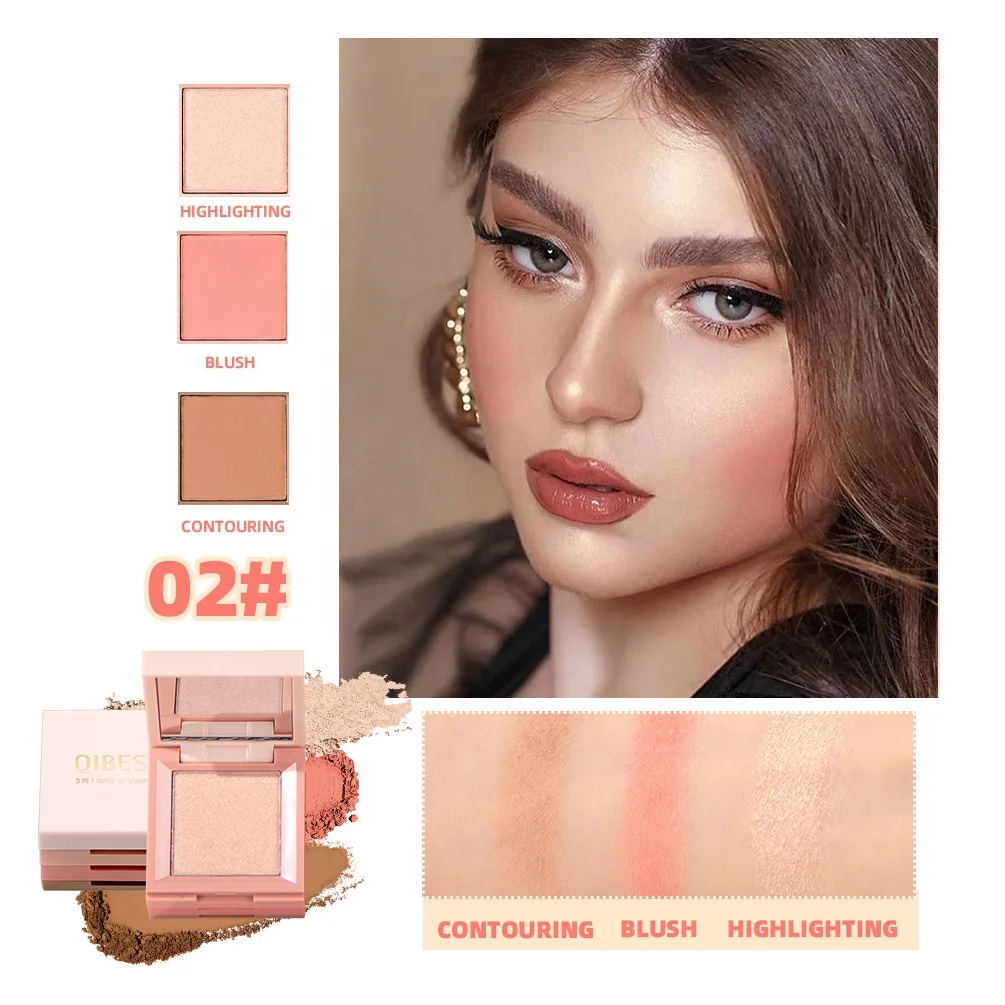 High Quality Makeup 3 In 1 Long Lasting Waterproof Eyeshadow Highlighter Blush Palette